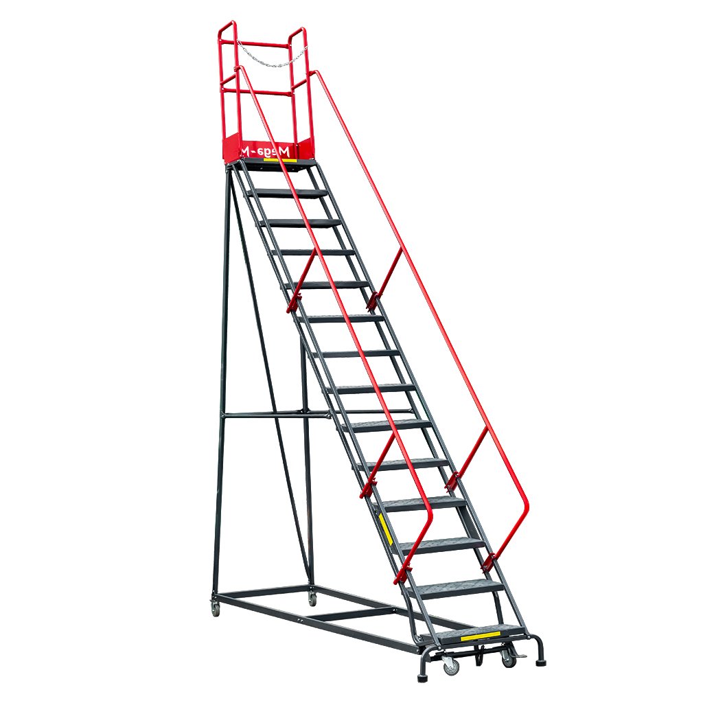 Mega-M H 357 cm scala magazzino mobile 14 gradini con freno