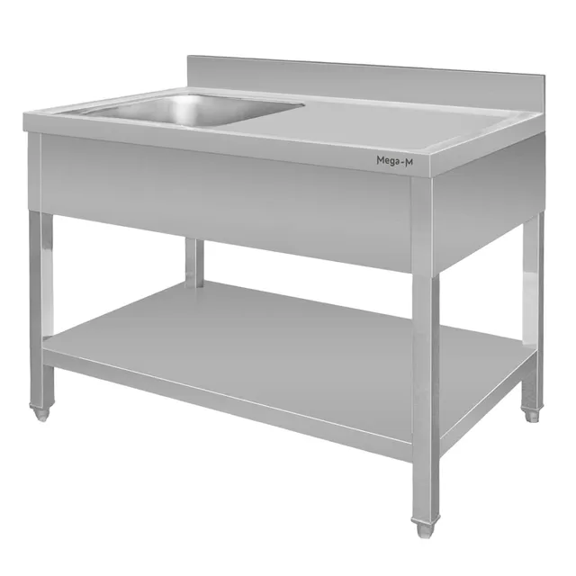Mega-M Lavello gastronomico inox 120x70x85 cm vasca a sinistra