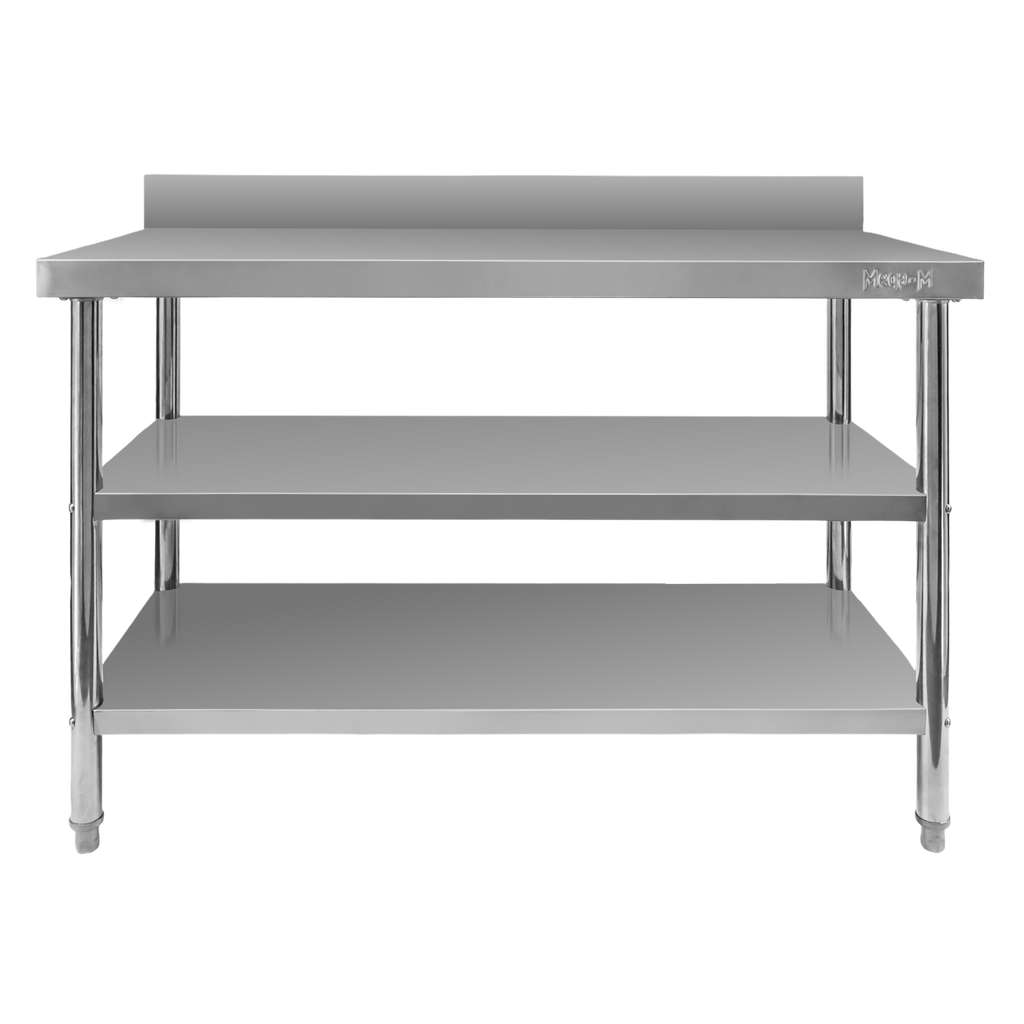 Mega-M X Standard tavolo inox a muro 120x60x85 cm 2 ripiani