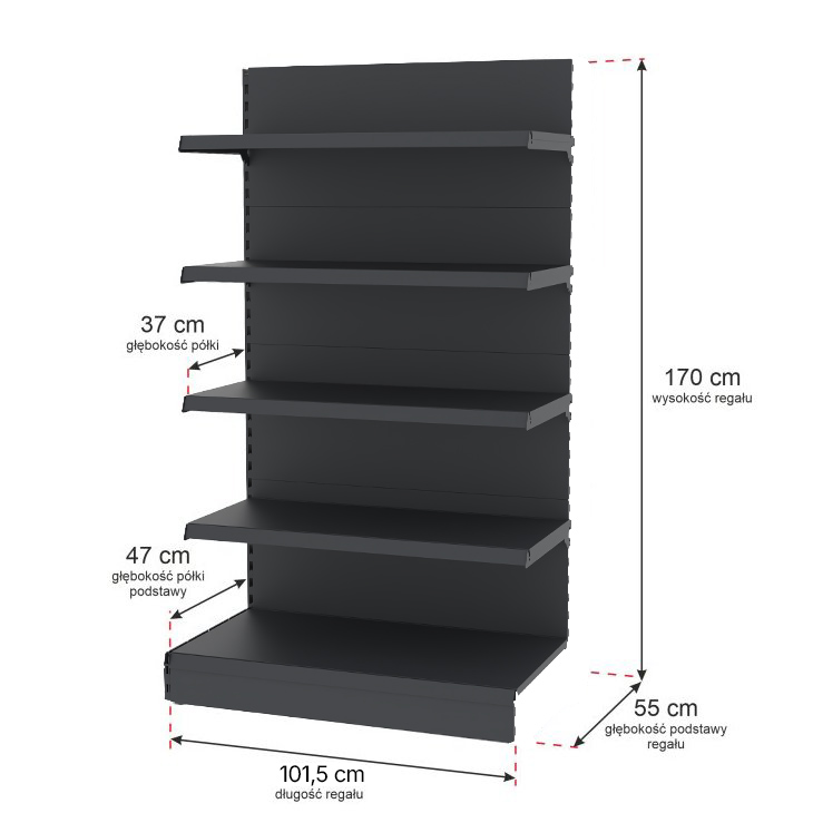 Mega-M Merkury II H-170 L-101,5 Scaffale Negozio Grafite