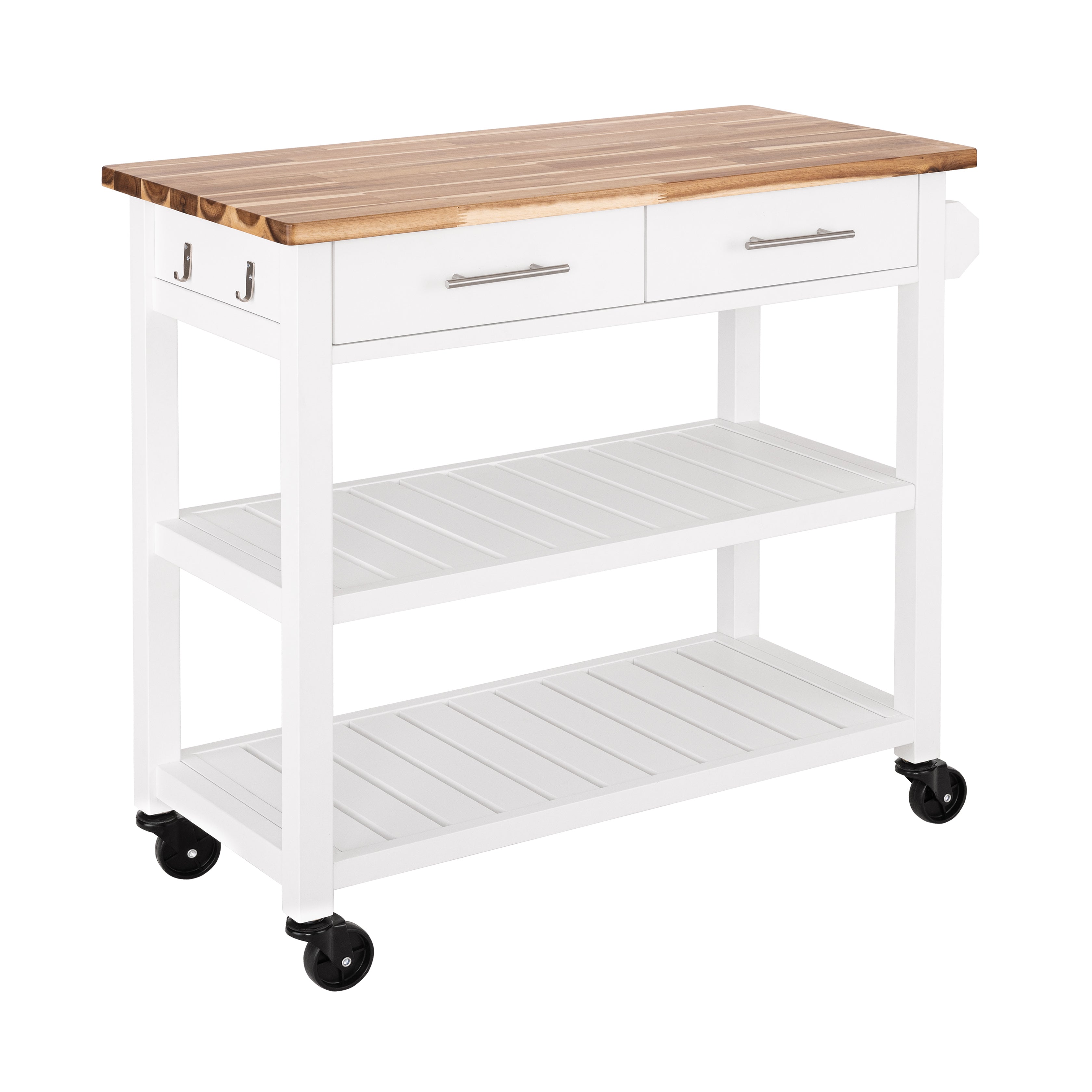 Seville Classics Carrello Cucina Acacia 2 Cassetti