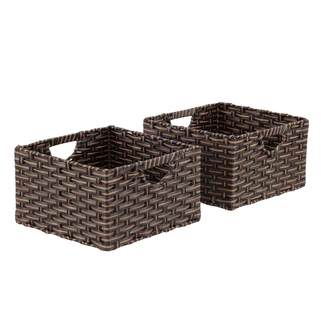 Seville Classics Cesto Intrecciato Cubo Marrone 2 Pezzi