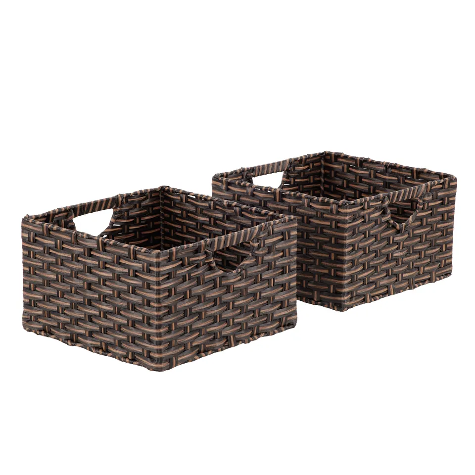 Seville Classics Cesto Intrecciato Cubo Marrone 2 Pezzi