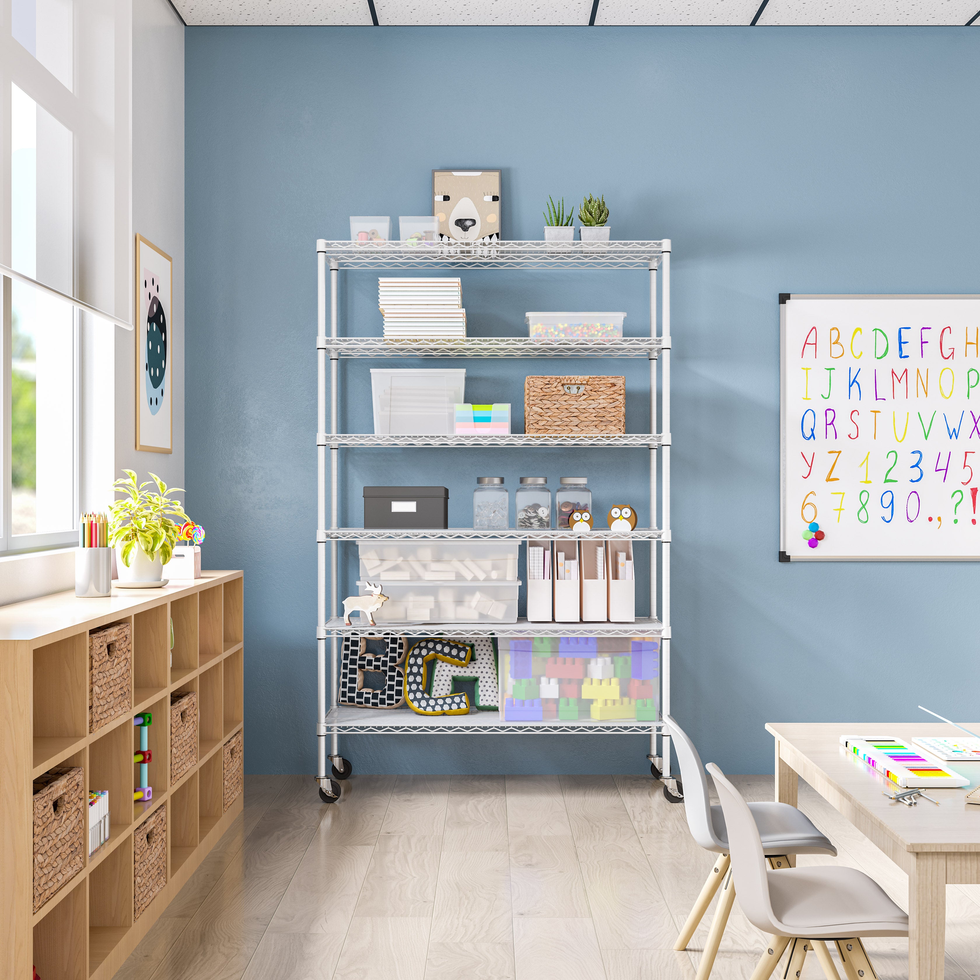 Seville Classics UltraDurable scaffale bianco 6 ripiani 122x46cm
