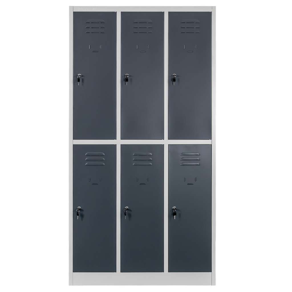 Mega-M BHP 6 scomparti 90x50x180 armadietto spogliatoio grigio