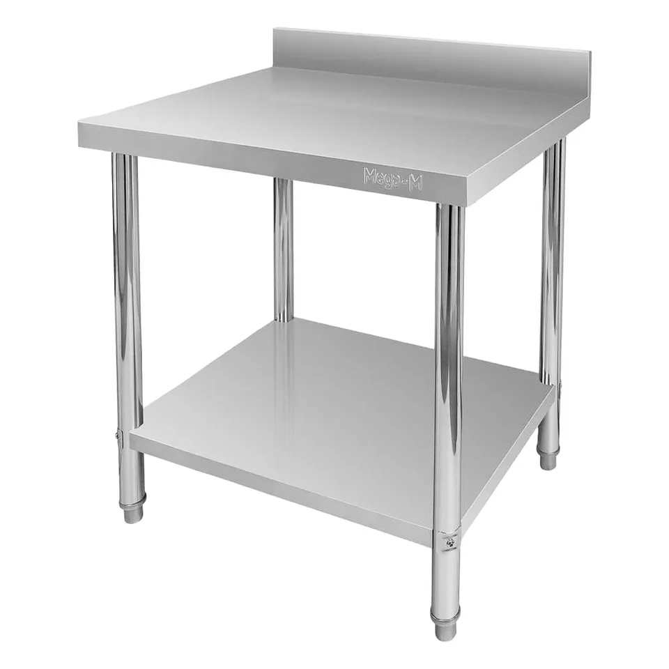 Mega-M X Standard tavolo inox 60x70x85 cm con alzatina e ripiano