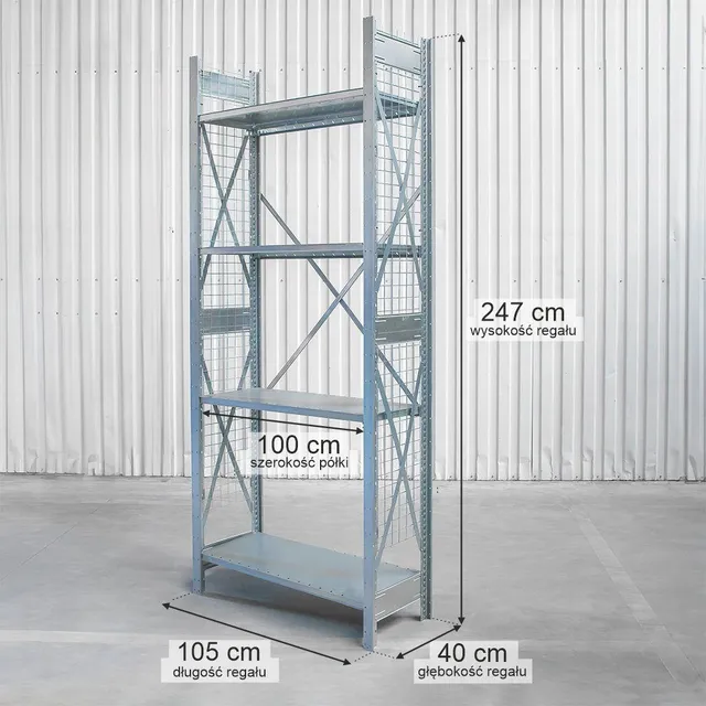 Dexion 247x105x40 scaffale magazzino 4 ripiani rete