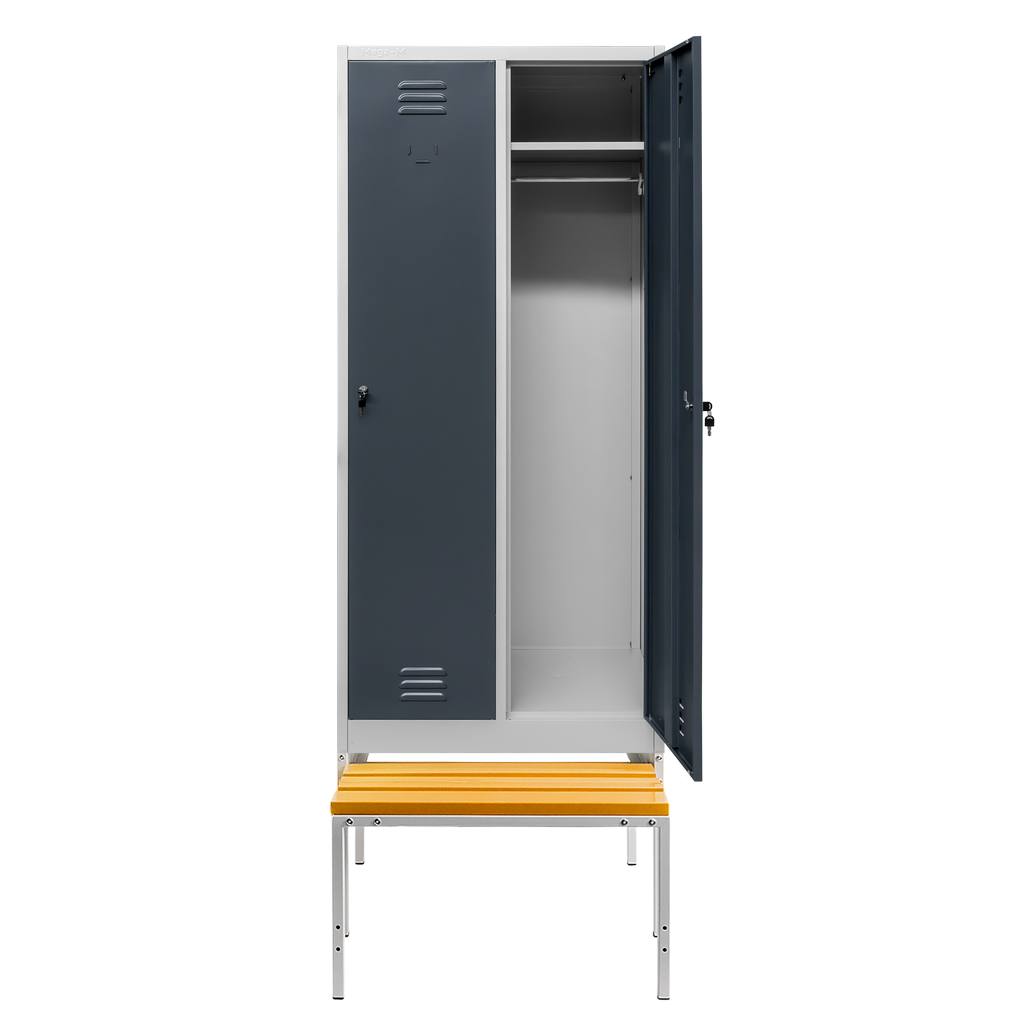 Mega-M S-80 armadio spogliatoio con panca 2 ante grigio