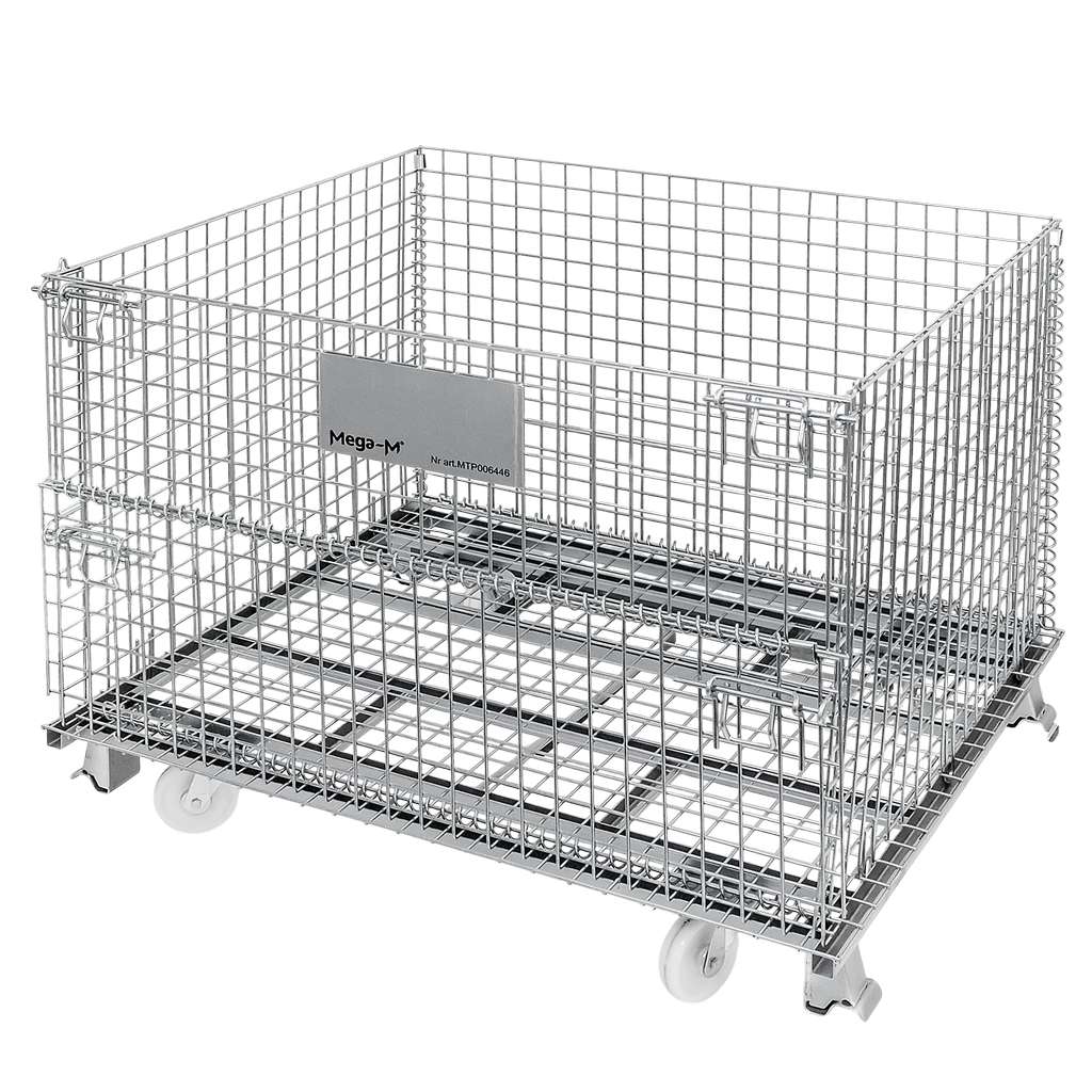 Mega-M Gitterbox Contenitore rete metallica 120x100x89 cm ruote 400 kg