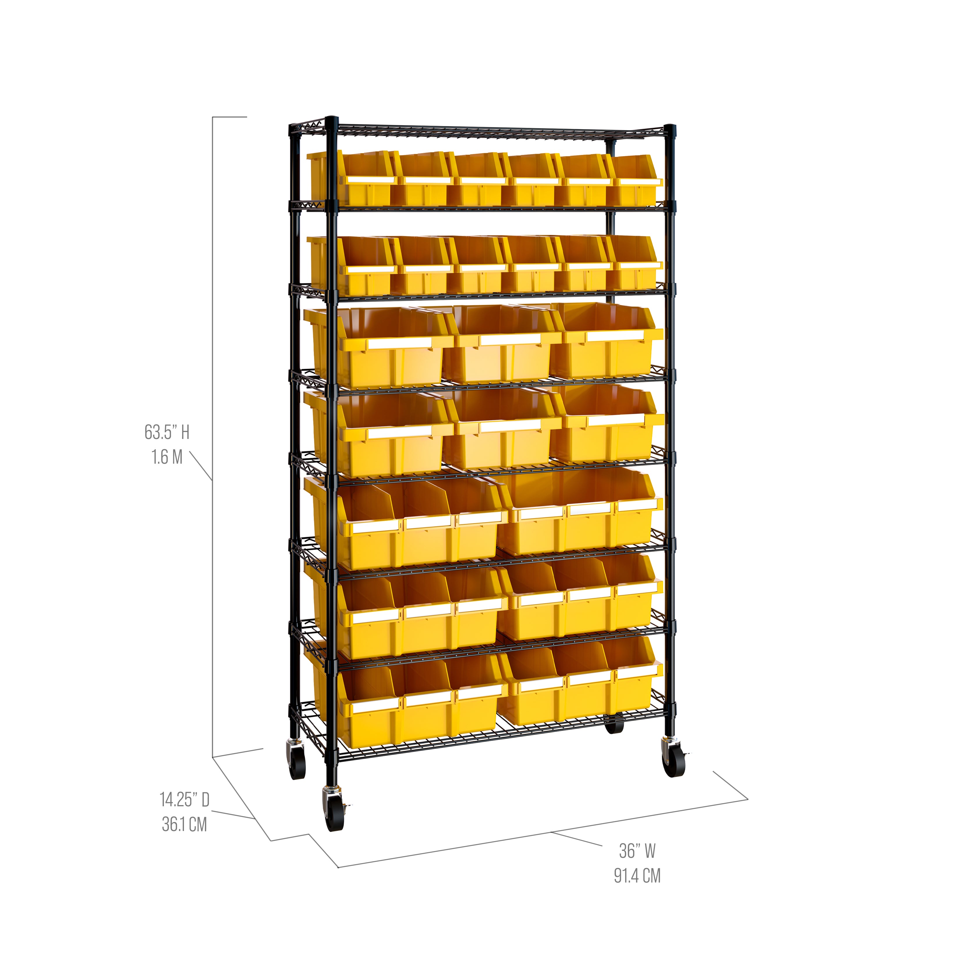 Seville Classics 8 ripiani scaffale 24 box giallo