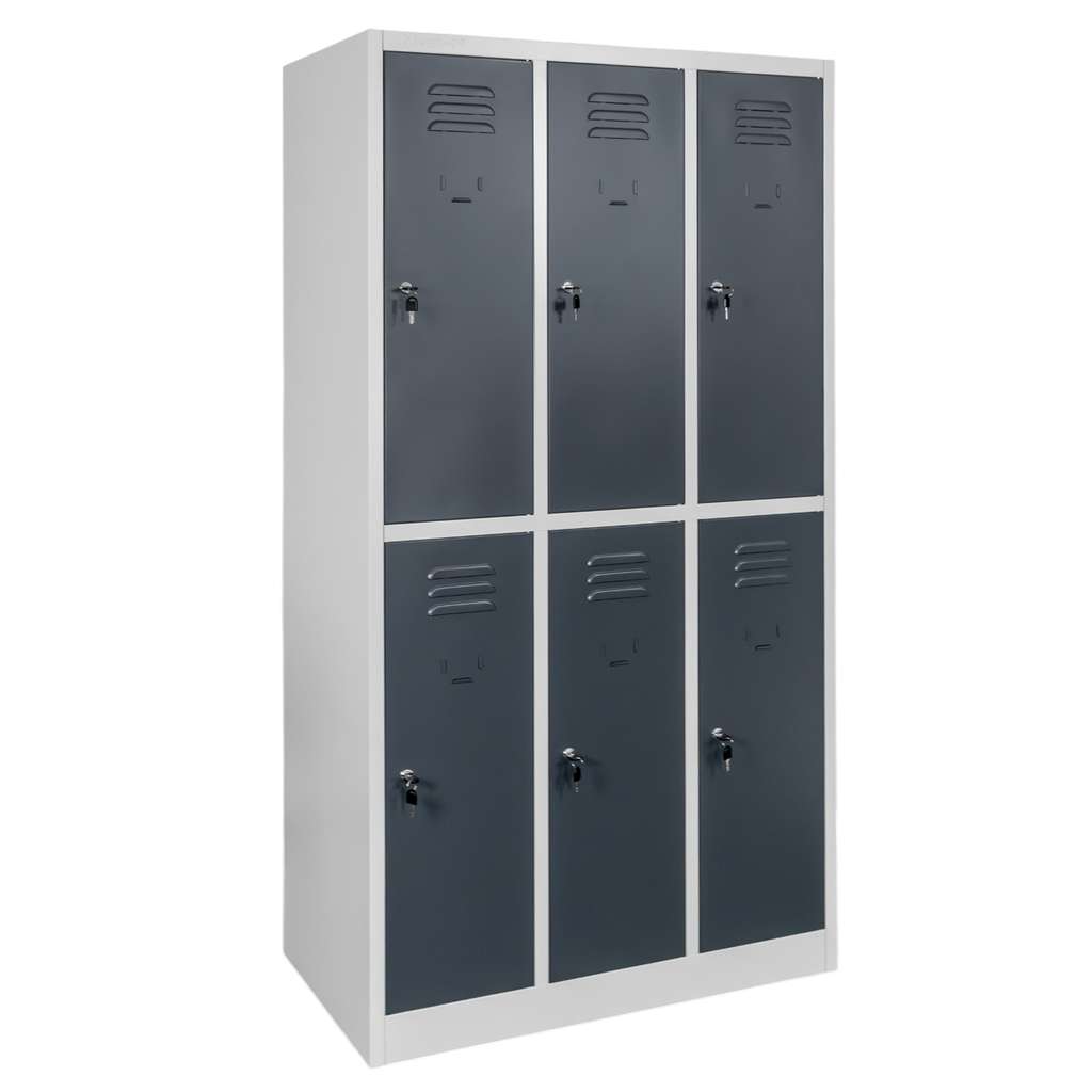 Mega-M BHP 6 scomparti 90x50x180 armadietto spogliatoio grigio