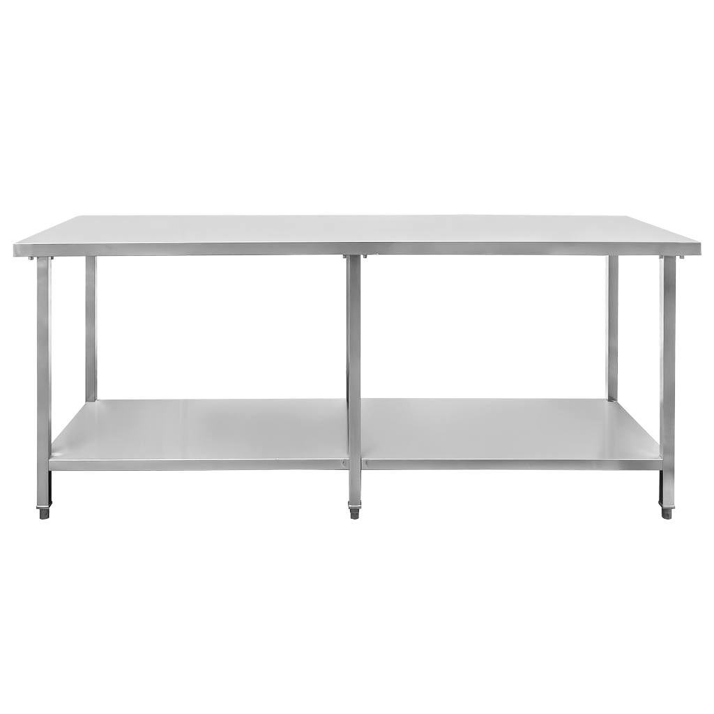 Mega-M tavolo inox centrale 200x80 cm con ripiano
