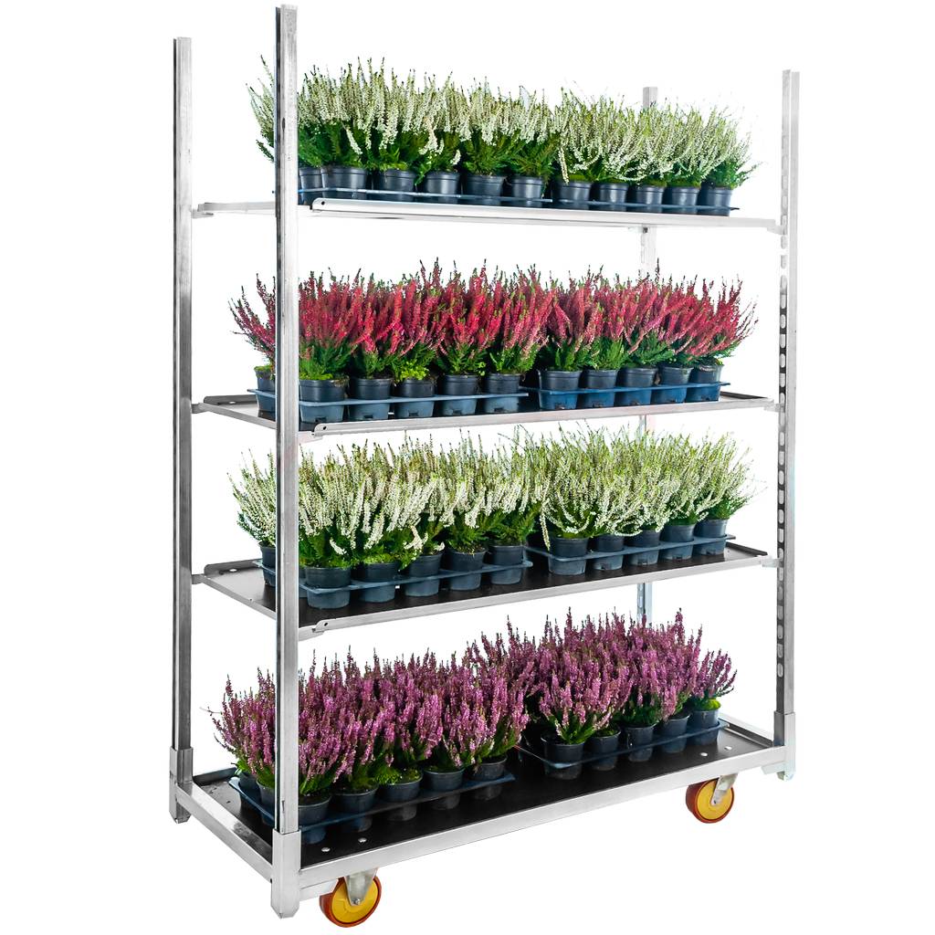 Mega-M carrello danese fiori base+2 ripiani zincato