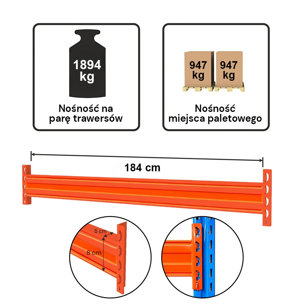 Stow PNB0488 traversa portapallet 184 cm arancione 1894 kg