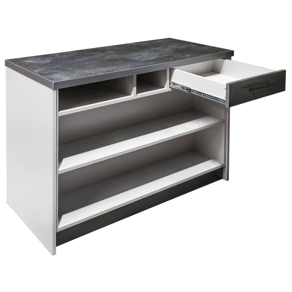 Mega-M 120x60x90 bancone cassa grigio chiaro 2 ripiani