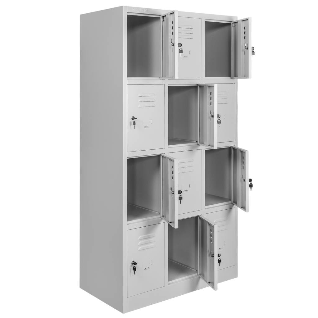 Mega-M 12 Scomparti Armadio Spogliatoio 90x50x180 cm Grigio