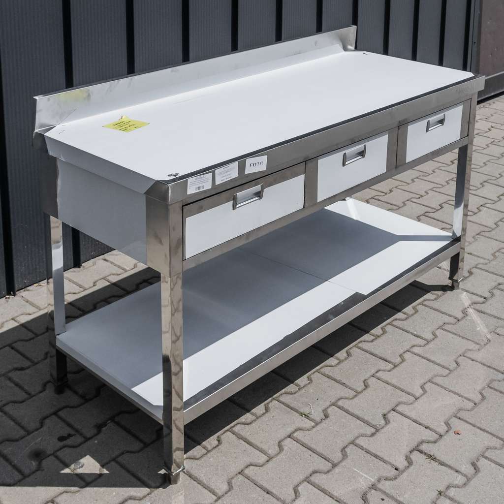 Mega-M 150x60x85 cm tavolo inox 3 cassetti revisionato