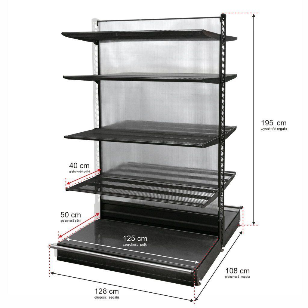 Wanzl H-195 L-128 scaffale negozio bifacciale 8 ripiani modulo
