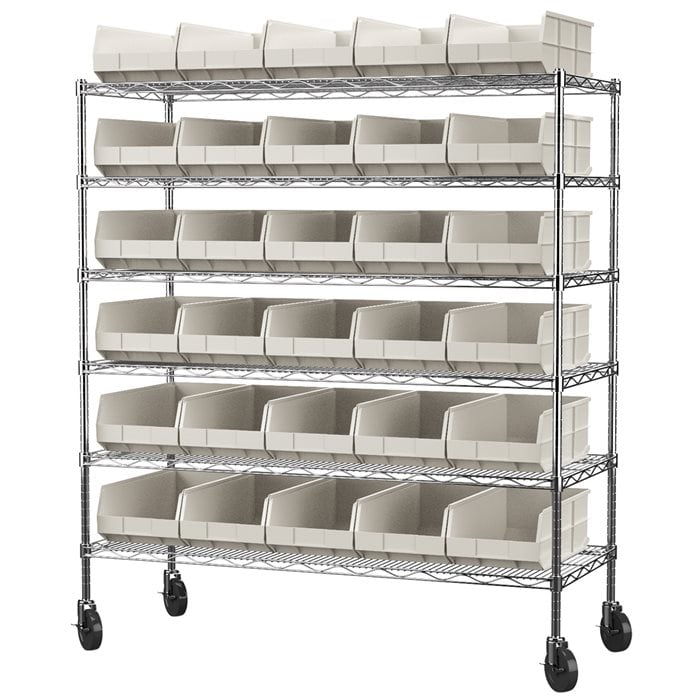 Akro-Mils AWS2460M30358 scaffalatura mobile 6 ripiani 30 bin