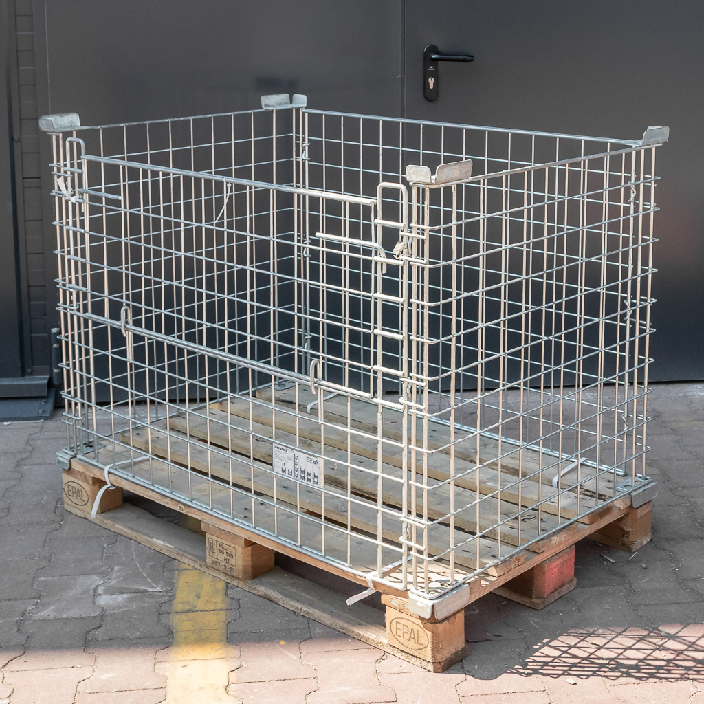 Gitterbox 120x80 cm cesta rete pallet sportello lungo