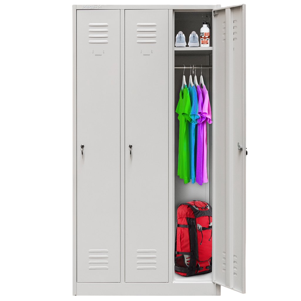 Mega-M 3 ante armadietto spogliatoio 90 cm grigio