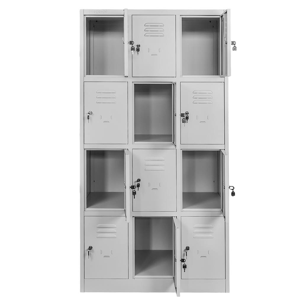 Mega-M 12 Scomparti Armadio Spogliatoio 90x50x180 cm Grigio