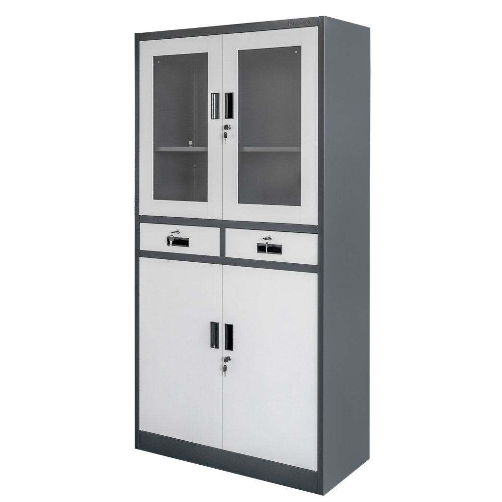 Mega-M WENUS Armadio Ufficio Metallo Vetro 90x40x185