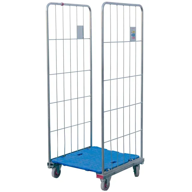 Roll container a gabbia blu pieghevole base plastica