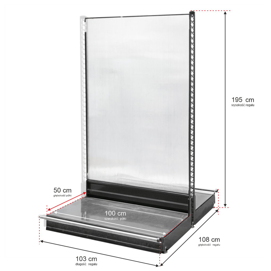 Wanzl scaffale gondola doppia 155x103 cm policarbonato