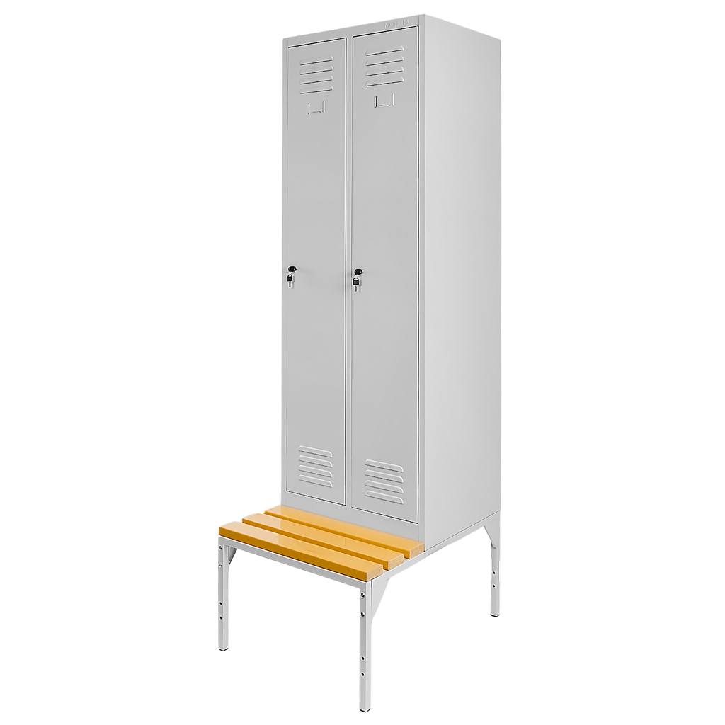 Mega-M Armadietto Spogliatoio 60 cm Grigio 2 Ante Panca