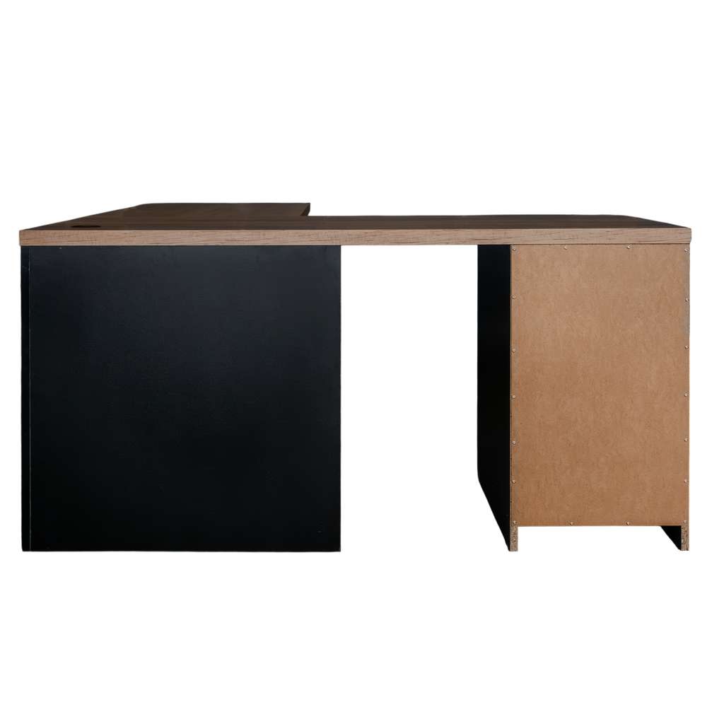 Mega-M L-160 scrivania angolare rovere kraft nero con cassetti