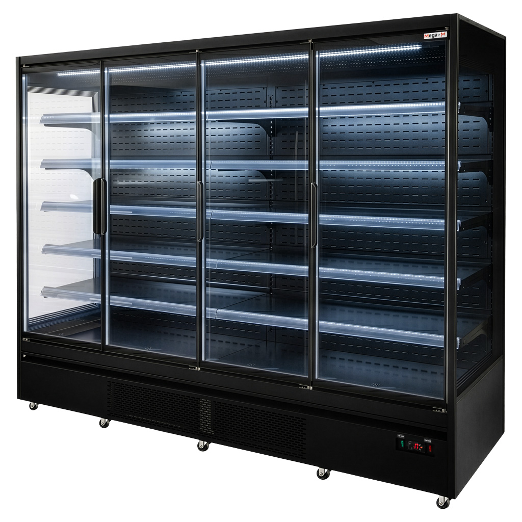 Mega-M Hugo Plus RU banco frigo nero L-250 cm porte vetro