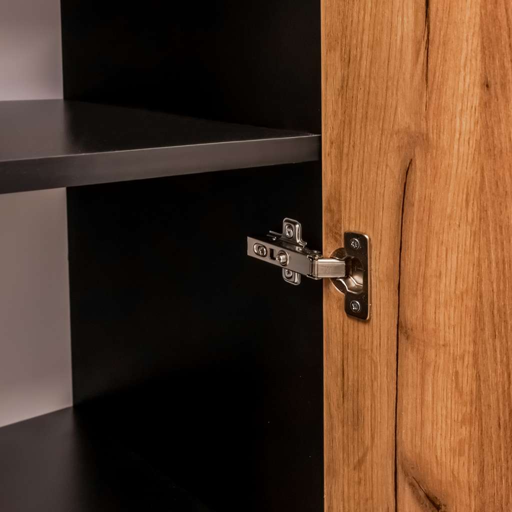 Mega-M Armadio Ufficio 5 Ripiani Rovere Kraft Nero 60x40x200