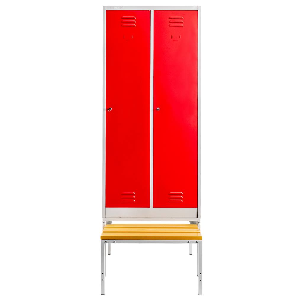 Mega-M armadio spogliatoio 2 ante 80 cm panca grigio rosso