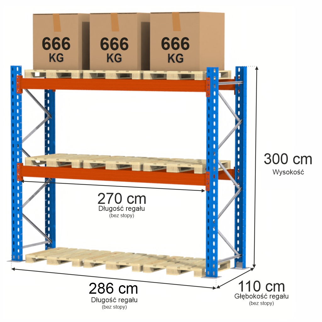 Mega-M XR Scaffale Portapallet H 300 cm L 286 cm 2000 kg