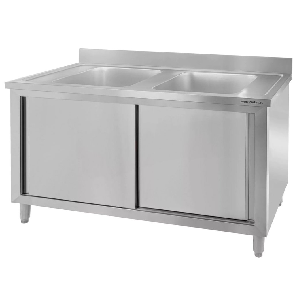 Mega-M 100x70x85 lavello gastronomico doppia vasca con armadio