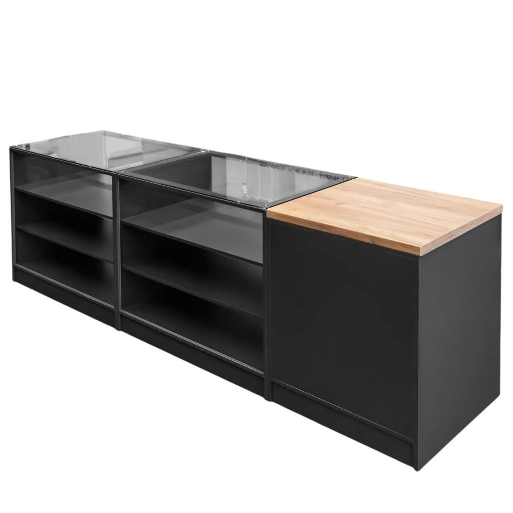 Mega-M 270cm banco negozio vetro antracite rovere 90x270x60