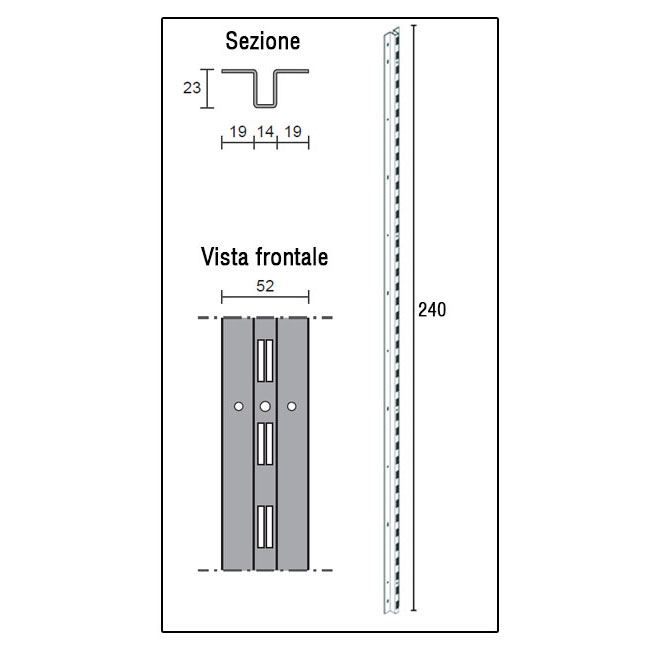 Agosistem Frog Montante Doppia Asola H 240 cm Cromato