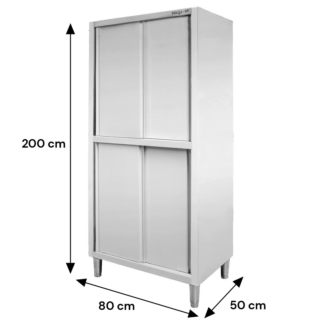 Mega-M Armadio passante inox 80x50x200 cm 4 ante scorrevoli