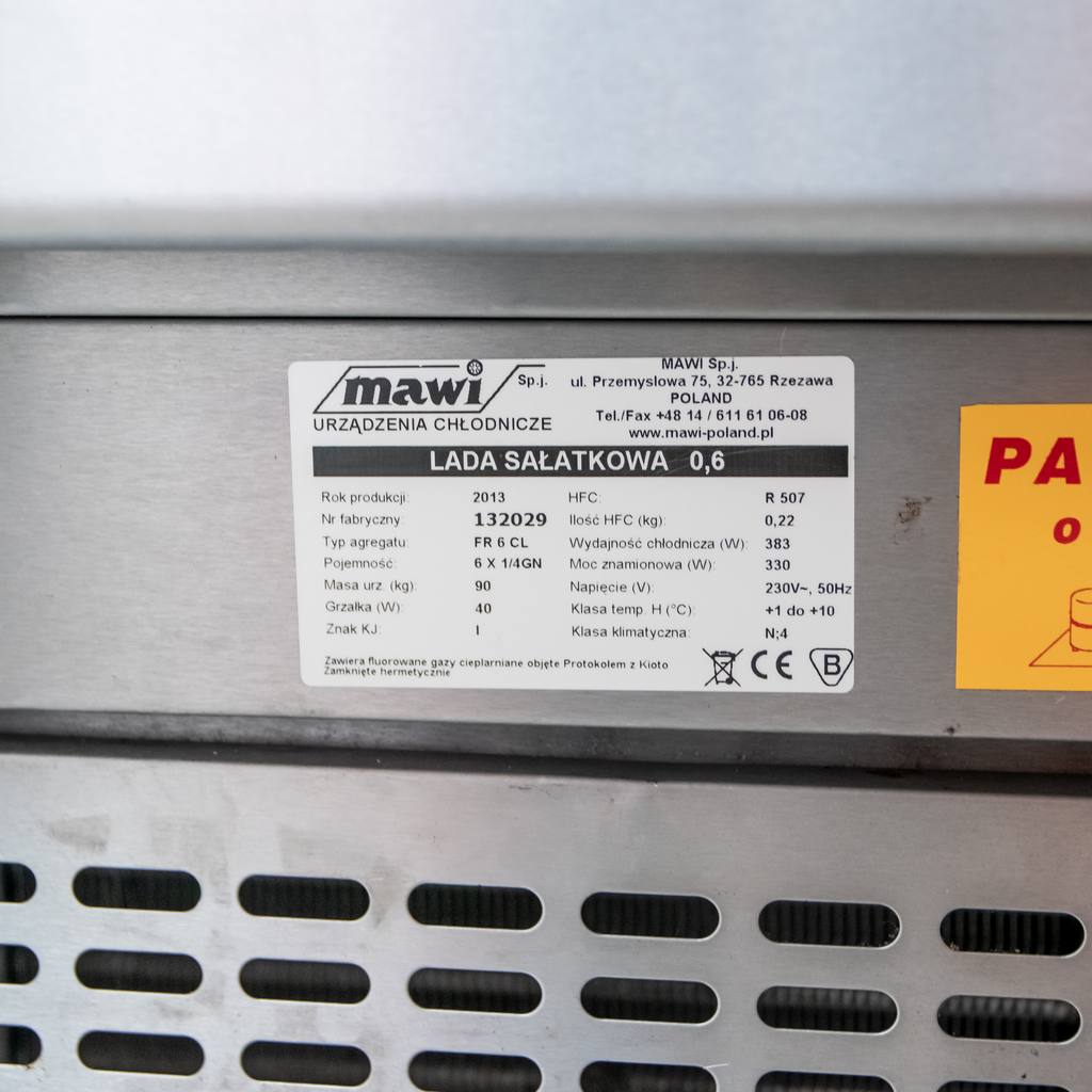 Mawi Hot-Dog 6xGN1/4 vetrina refrigerata inox da banco