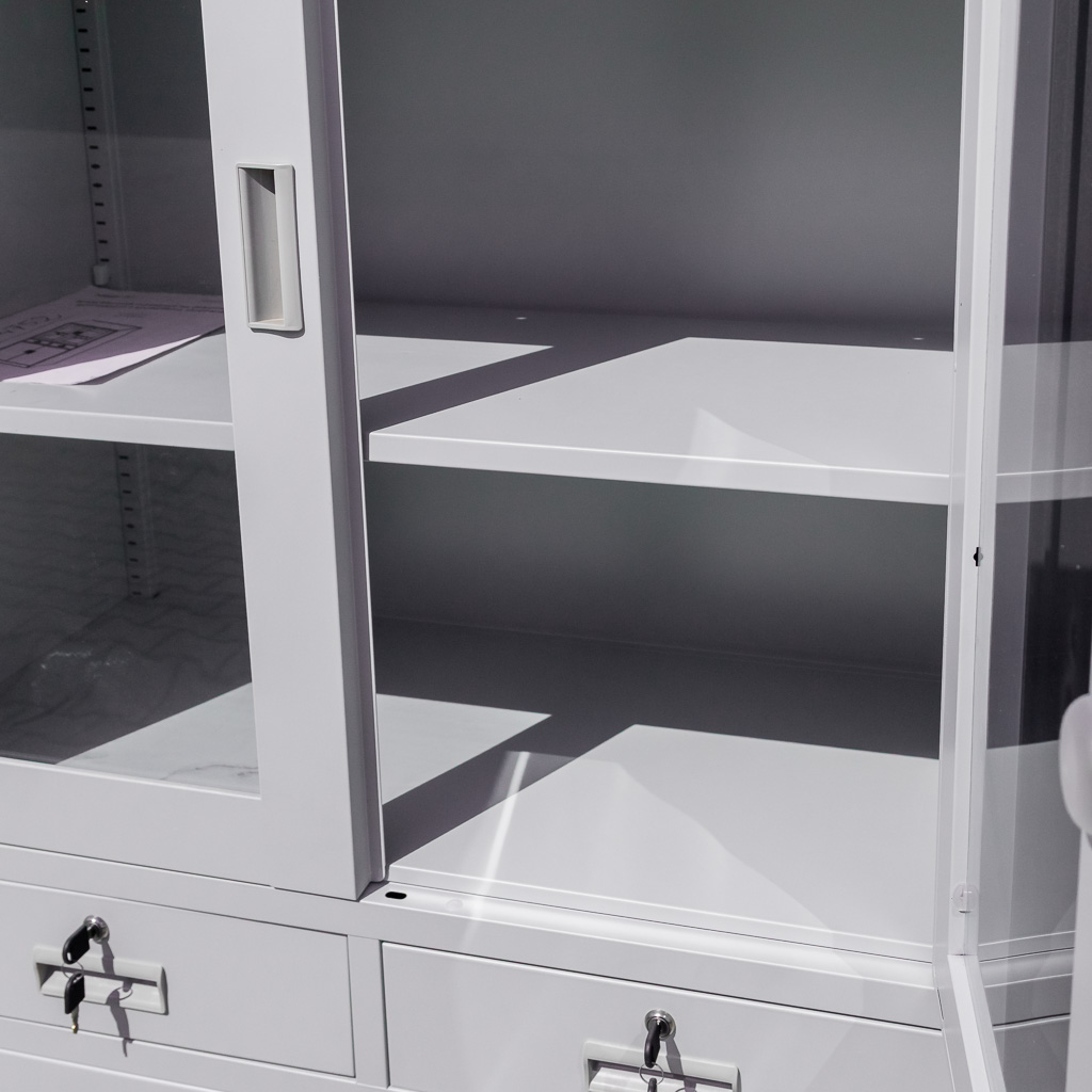 Mega-M Wenus Armadio Metallico Ufficio 90x40x185 Grigio Vetrina