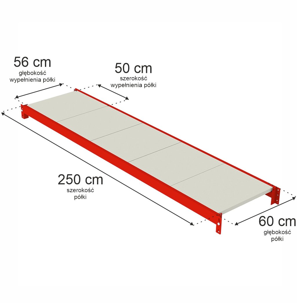 Mega-M Fortis Ripiano Scaffale 250x60 cm Portata 250 kg