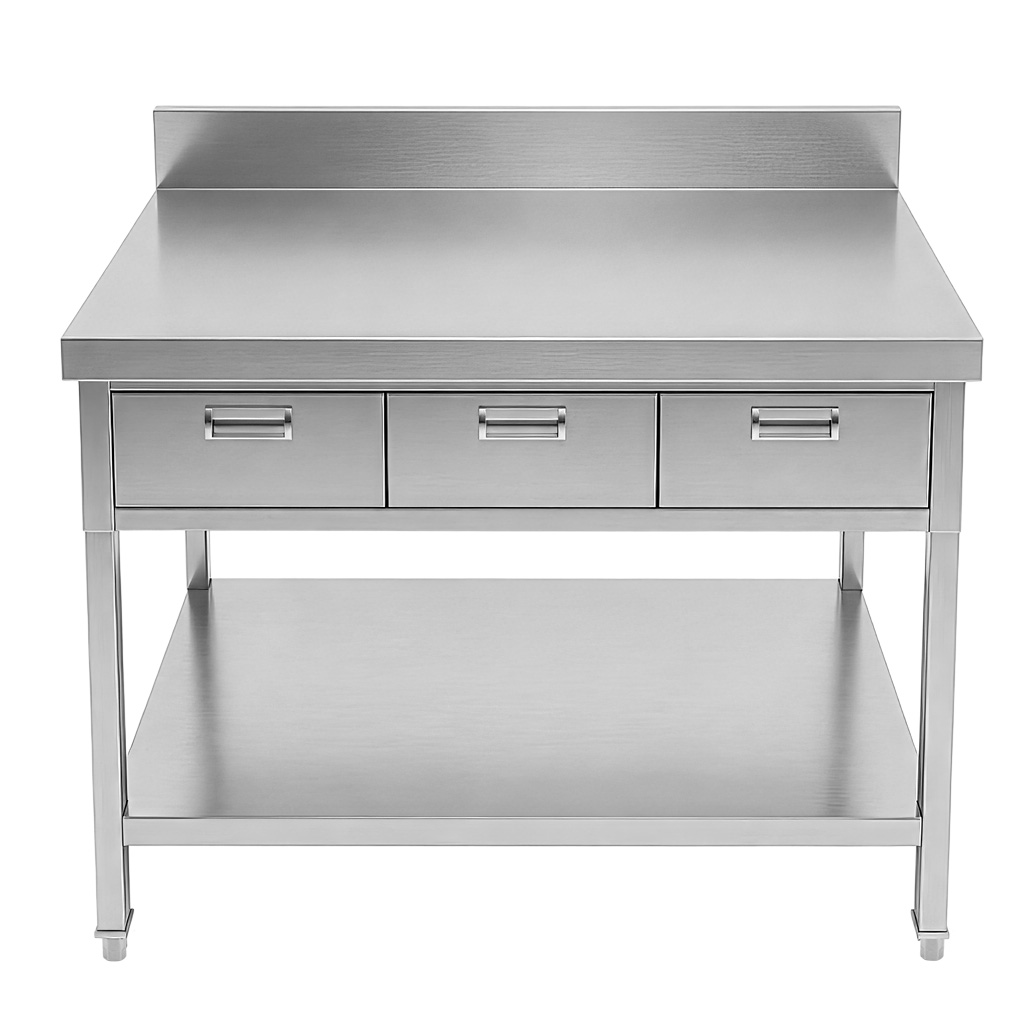 Mega-M X Tavolo Inox 100x70x85 cm con 3 Cassetti