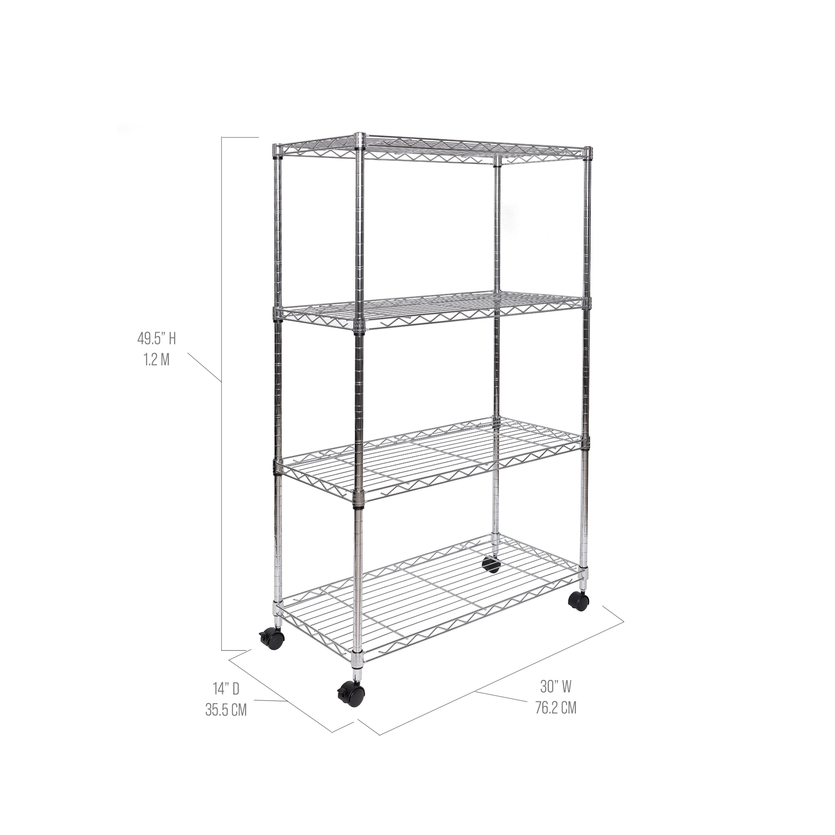 Seville Classics 14304 scaffale acciaio 4 ripiani 76x35 cm