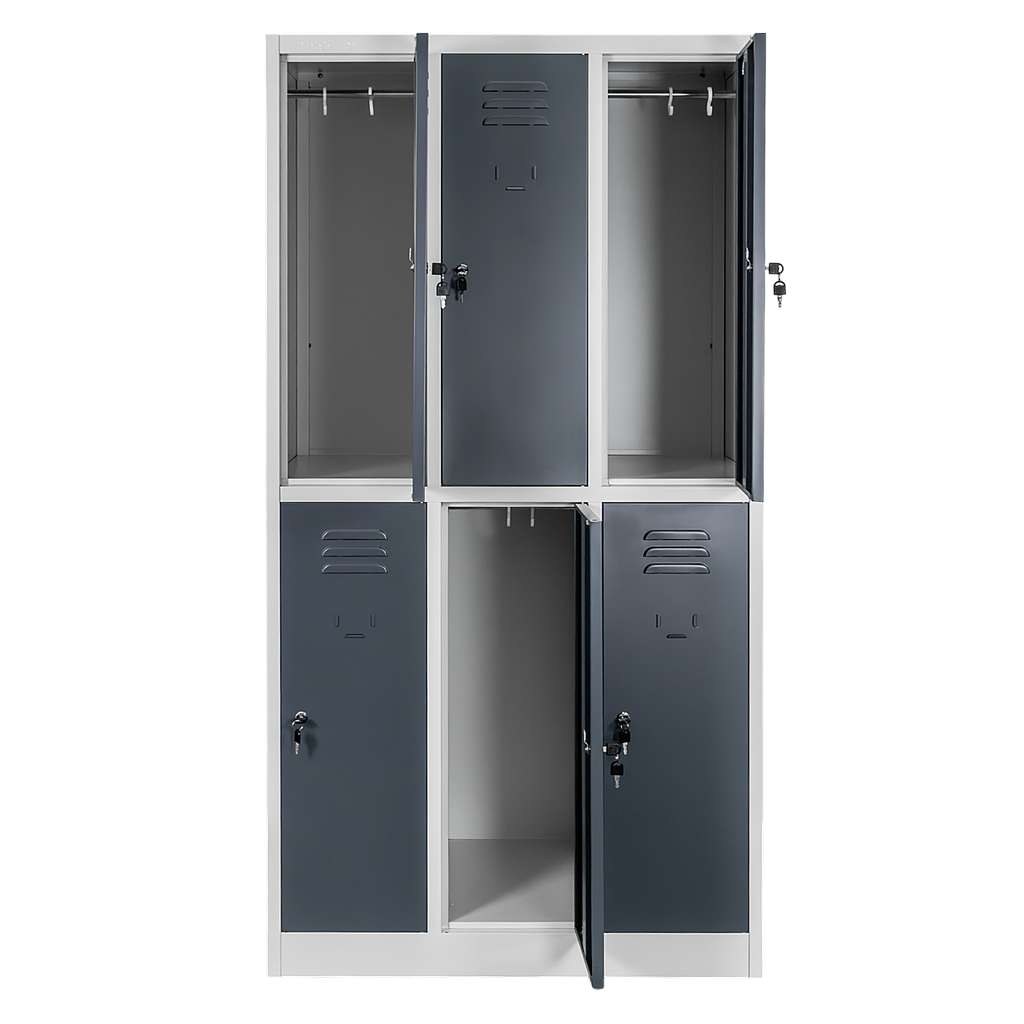 Mega-M BHP 6 scomparti 90x50x180 armadietto spogliatoio grigio