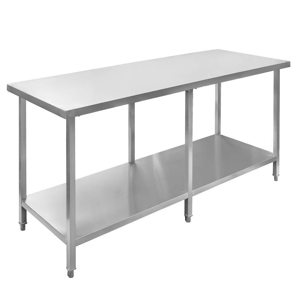 Mega-M tavolo inox centrale con ripiano 180x80x85 cm 6 gambe