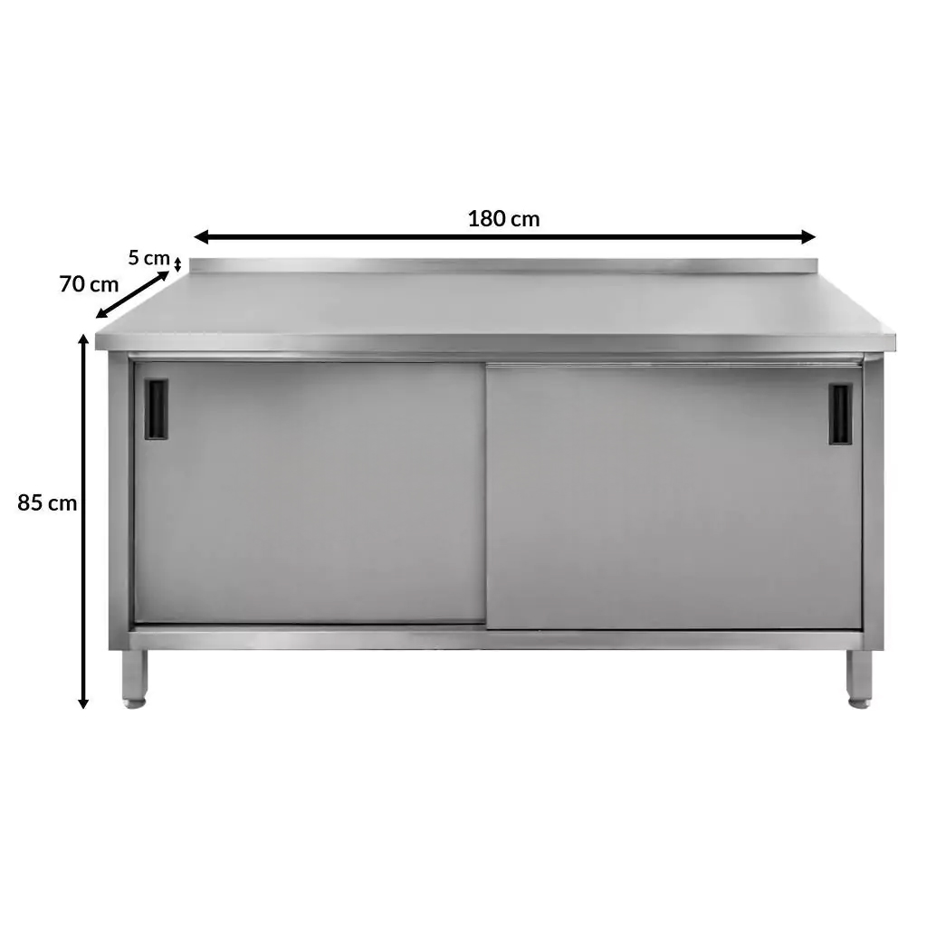 Mega-M Tavolo inox 180x70x85 cm a muro armadio saldato