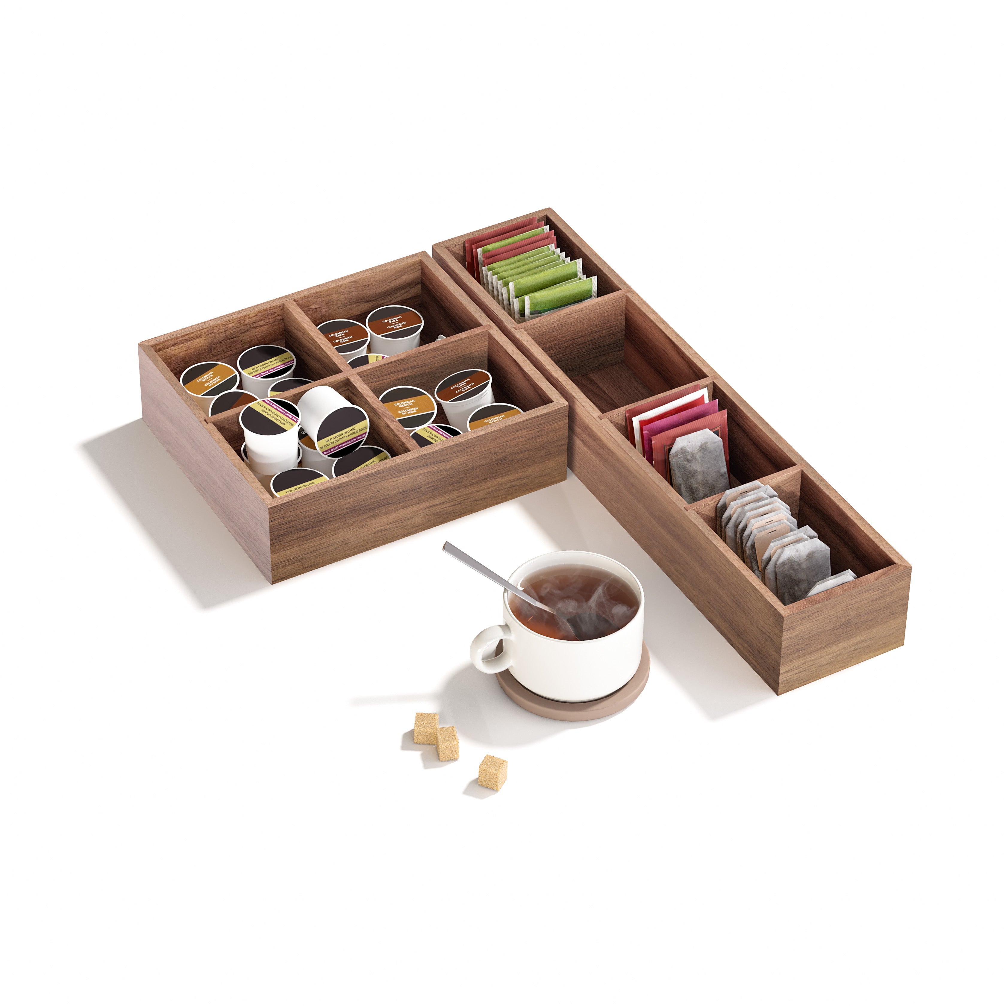 Seville Classics Organizer Cassetti Acacia 4 Pezzi Espandibile