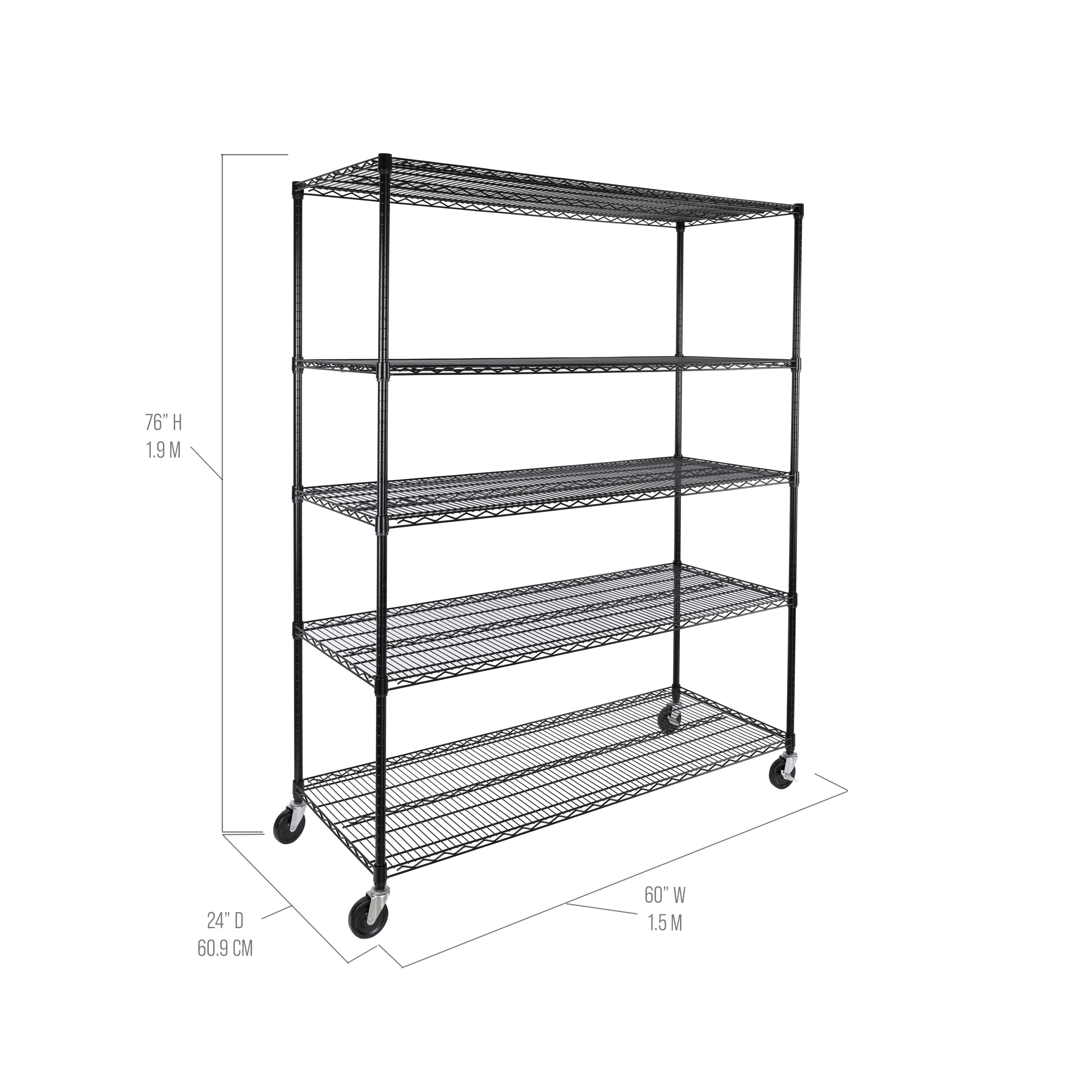 Seville Classics UltraDurable Scaffale Acciaio 5 Ripiani Nero