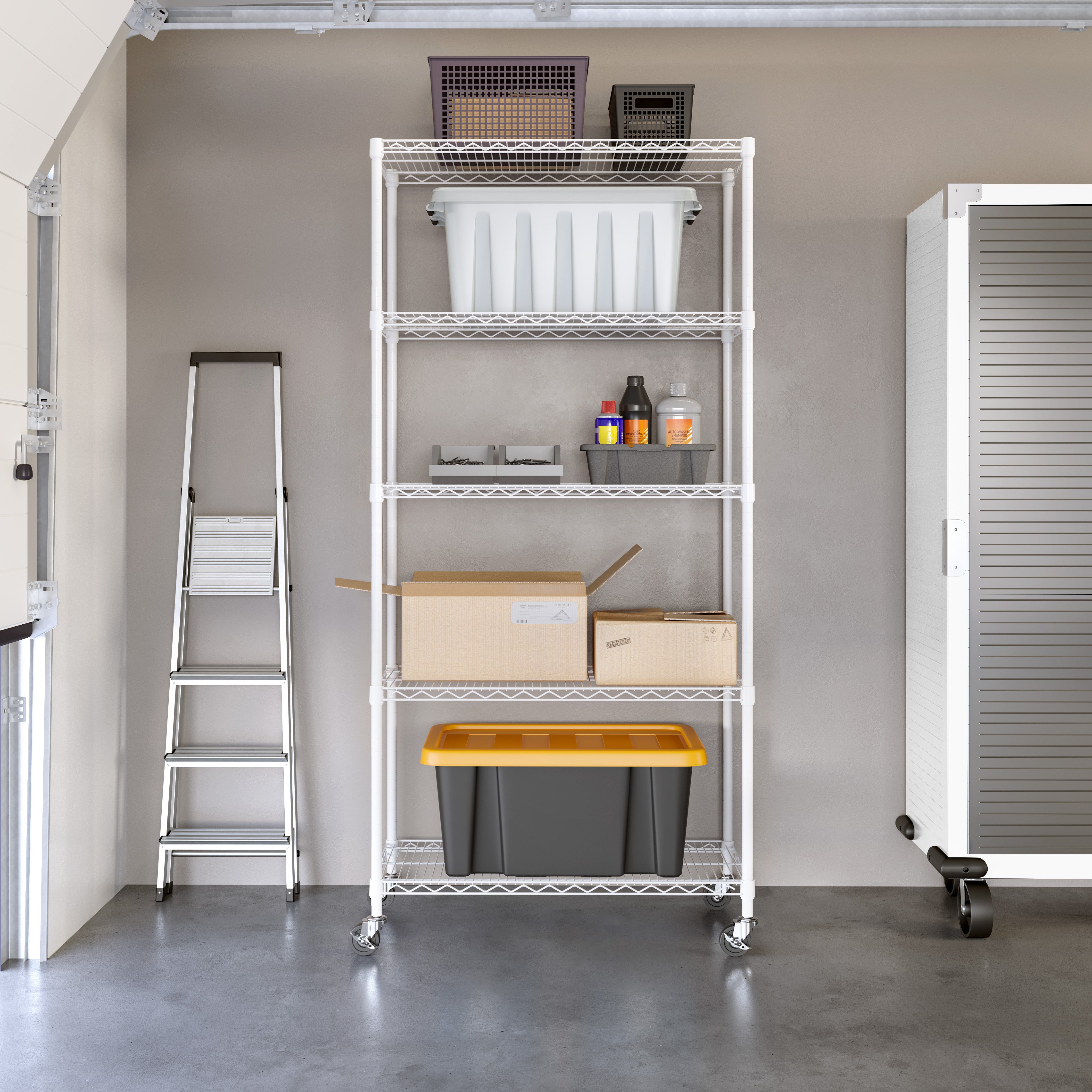 Seville Classics Scaffale Filo Acciaio 5 Ripiani Bianco 91x36 cm